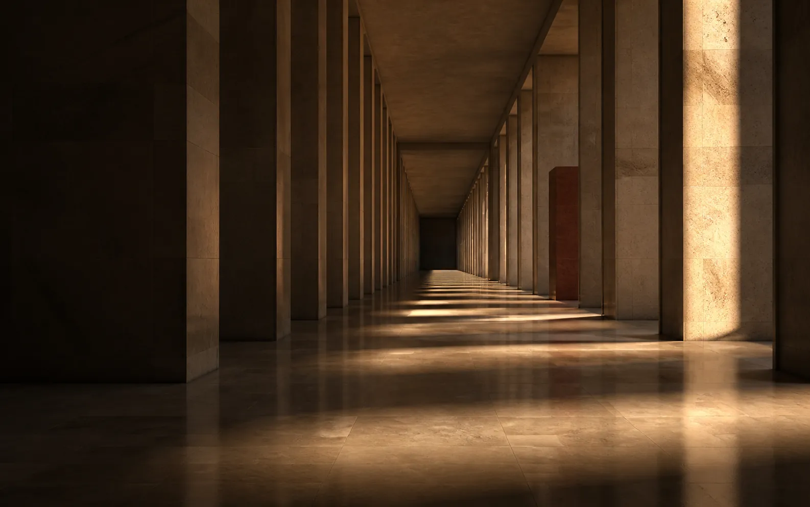 Stone colonnade extending into perspective
